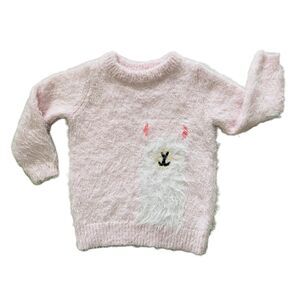 Cat & Jack Pink Fuzzy Llama Sweater Size 2T
